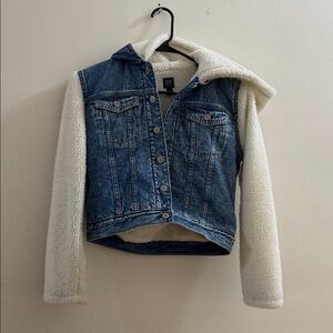 GAP Denim Jacket with Cream Sherpa Sleeves